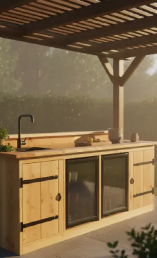 Buitenkeuken Kentucky 70 Liter Koelkast Zwart Omlijst Douglas Hout